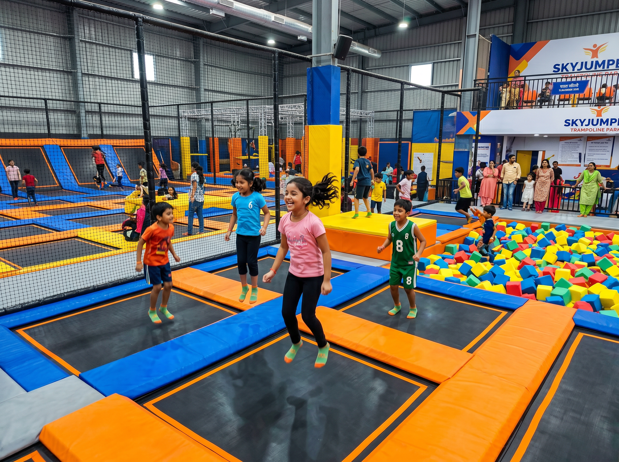 Children jumping on trampolines at FunVana SkyJumper zone